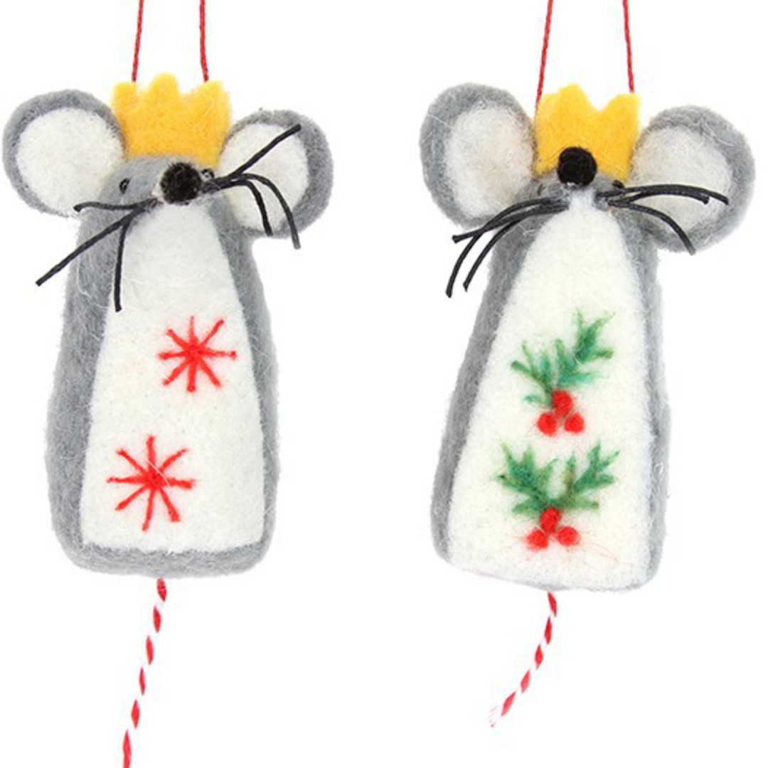 Wool Grey Mouse with Crown 8cm image 0